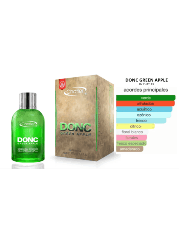 Marca: CHATLER. Imagen: donc-green-apple-chatler-1.png. Chatler DONC GREEN APPLE. Eau de Parfum para mujer (100ml).