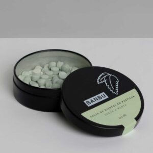 Marca: BANBU. Imagen: 1.Producto_Packaging_4ef95539-fd26-41c6-8dbc-7b59d16cc98b.jpg. Pasta de Dientes en Pastilla ECO WINTER. 120 pastillas.