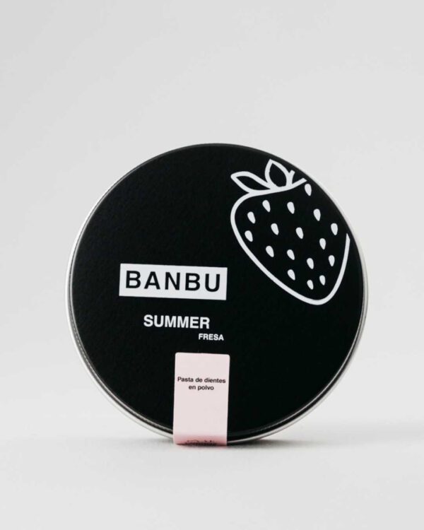 Marca: BANBU. Imagen: 1.Producto_Packaging_56419018-c2bc-414e-8e1d-0b46ddd66896.jpg. Pasta de Dientes en Polvo ECO SUMMER. 60ml.