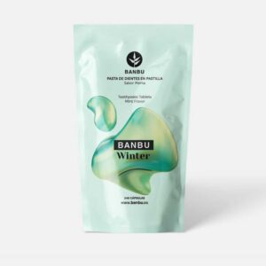 Marca: BANBU. Imagen: 1.Producto_Packaging_f6af2350-a880-43bf-9c36-b8ea65b31e39.jpg. Refill Pasta de Dientes en Pastilla ECO WINTER. 240 pastillas.