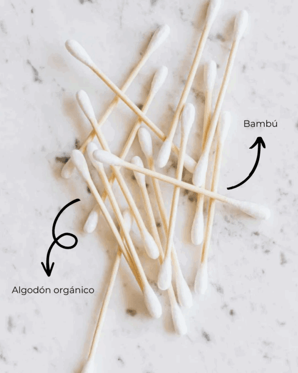 Marca: BANBU. Imagen: Bastoncillos_de_algodon_organico_caracteristicas.png. Bastoncillos de Algodón Orgánico. 500Uds.