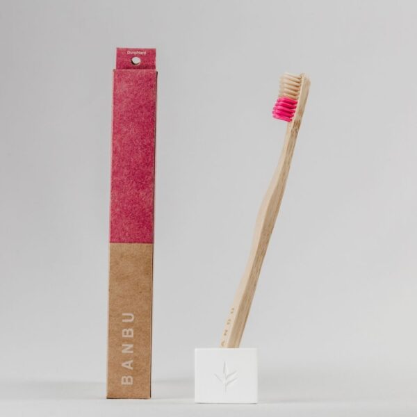 Marca: BANBU. Imagen: CEPILLO_DE_DIENTES_DURAS_rosa.jpg. Cepillo de Dientes de Madera Cerdas Duras