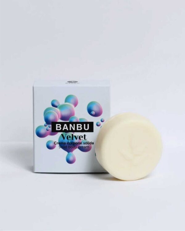 Marca: BANBU. Imagen: Crema_corporal_solida_velvet_packaging.jpg. Crema Corporal Sólida ECO Hidratante VELVET. 50ml.