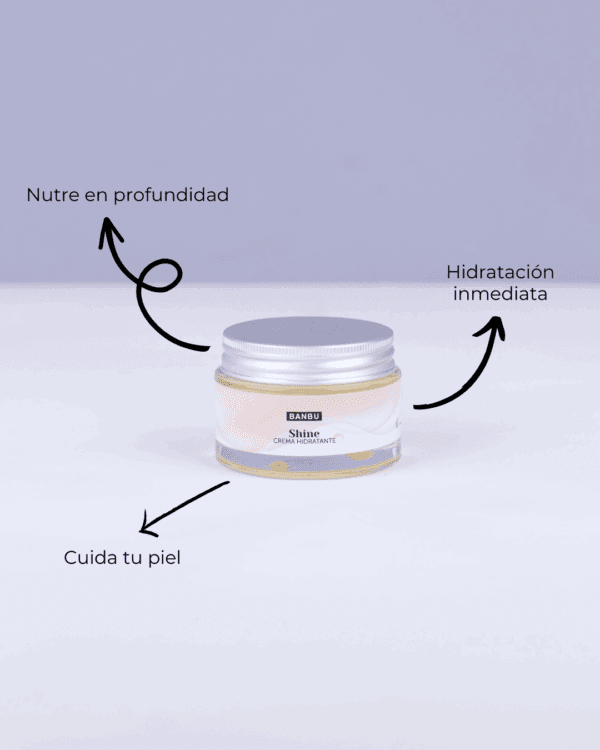 Marca: BANBU. Imagen: Crema_facial_hidratante_Shine_beneficios.png. Crema Facial ECO Hidratante SHINE. 50ml.