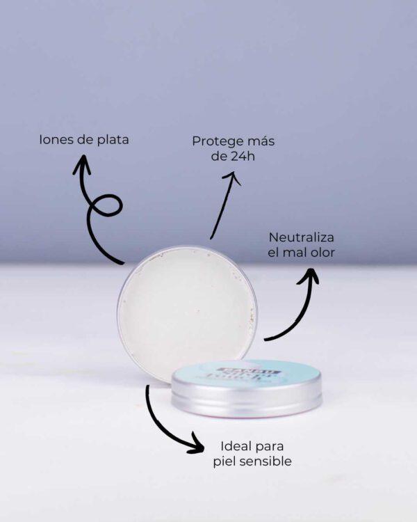 Marca: BANBU. Imagen: Desodorante_en_crema_Silver_touch_beneficios.jpg. Desodorante Crema ECO Piel Sensible SILVER TOUCH. 50ml.