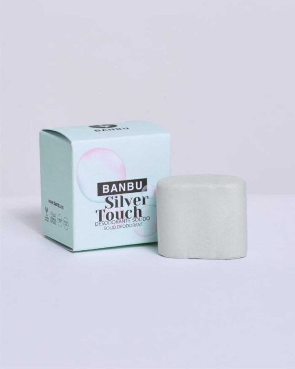 Marca: BANBU. Imagen: Desodorante_solido_silver_touch_packaging.jpg. Desodorante Sólido ECO Piel Sensible SILVER TOUCH. 45ml.