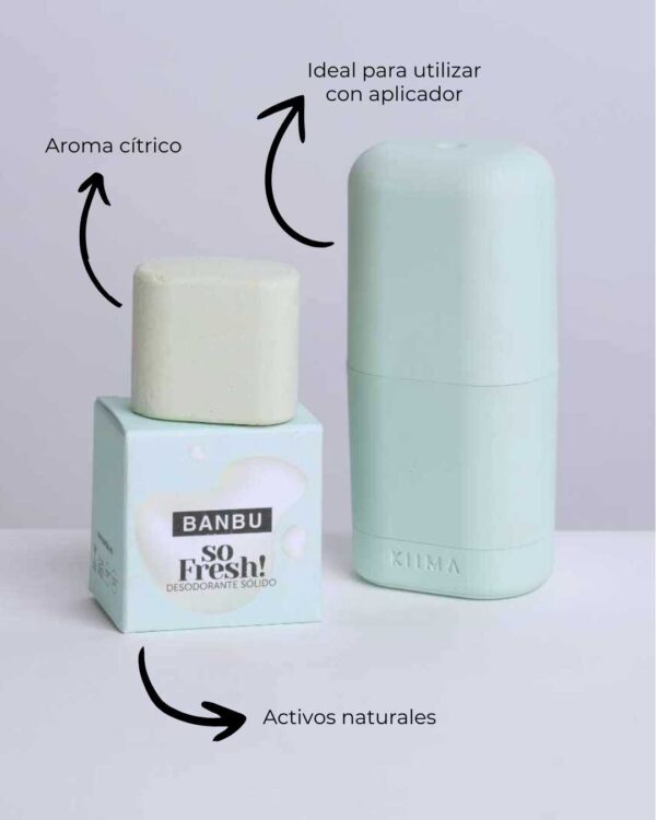 Marca: BANBU. Imagen: Desodorante_solido_so_fresh_aplicador.jpg. Desodorante Sólido ECO SO FRESH. 45ml