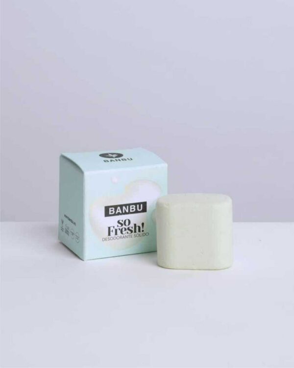 Marca: BANBU. Imagen: Desodorante_solido_so_fresh_junto_packaging.jpg. Desodorante Sólido ECO SO FRESH. 45ml