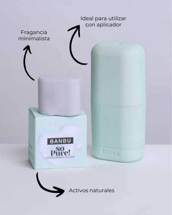 Marca: BANBU. Imagen: Desodorante_solido_so_pure_aplicador.jpg. Desodorante Sólido ECO SO PURE. 45ml.