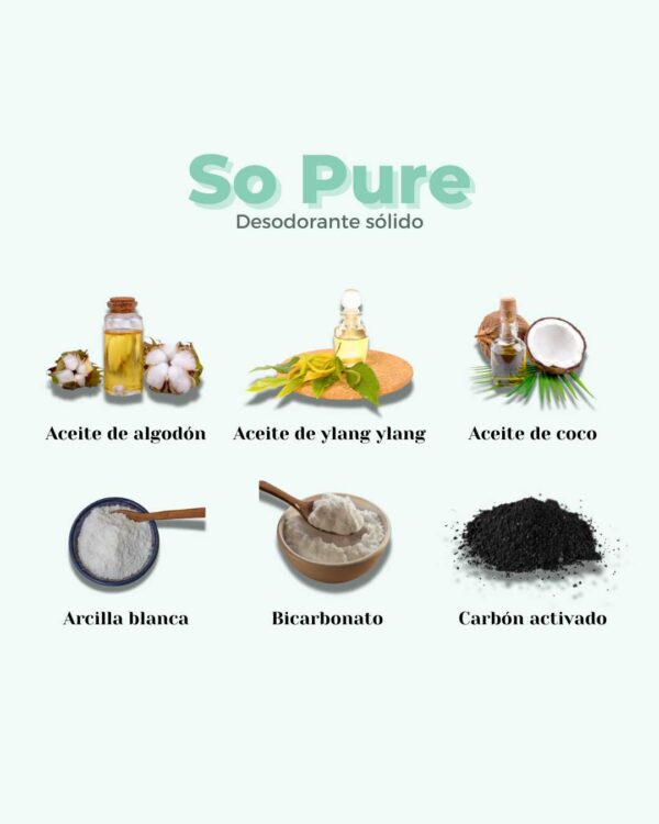 Marca: BANBU. Imagen: Desodorante_solido_so_pure_ingredientes.jpg. Desodorante Sólido ECO SO PURE. 45ml.