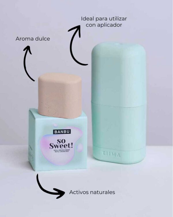 Marca: BANBU. Imagen: Desodorante_solido_so_sweet_aplicador.jpg. Desodorante Sólido ECO SO SWEET. 45ml.