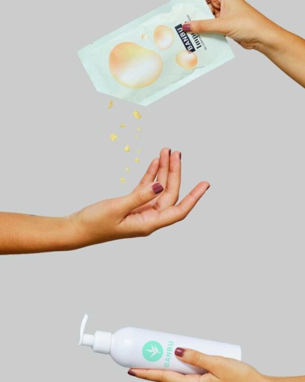 Marca: BANBU. Imagen: Gel_polvo_impulse_botella.jpg. Gel de Ducha en Polvo ECO Cítrico IMPULSE. 30gr./250ml.