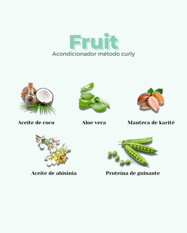 Marca: BANBU. Imagen: Ingredientes_3d92e711-0f22-41fc-b2bd-1bd6b96f5702.jpg. Acondicionador Sólido ECO Cabello Rizado FRUIT. 50gr.
