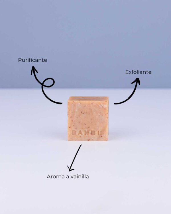 Marca: BANBU. Imagen: Jabon_de_ducha_Release_beneficios.jpg. Jabón de Ducha Sólido ECO Exfoliante RELEASE. 100gr.