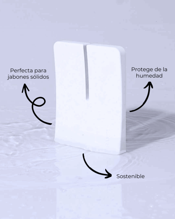 Marca: BANBU. Imagen: Jabonera_hollow_beneficios.png. Jabonera Pequeña Hollow