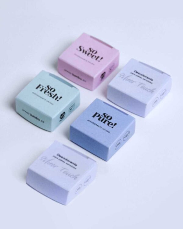 Marca: BANBU. Imagen: Minitallas_desodorantes_pack_completo.jpg. Pack Mini Tallas ECO - Basic Essential Desodorantes Sólidos. 60gr. en total.