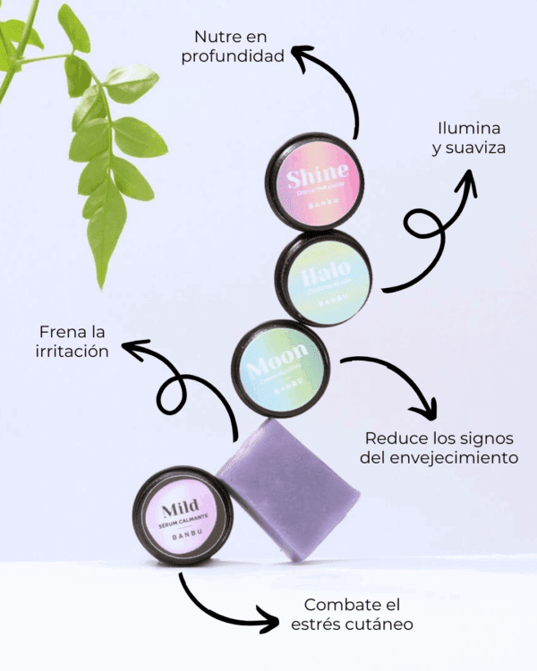 Marca: BANBU. Imagen: Pack_mini_tallas_facial_piel_sensible_beneficios.png. Pack Mini Tallas ECO - Basic Essential Facial PIEL SENSIBLE