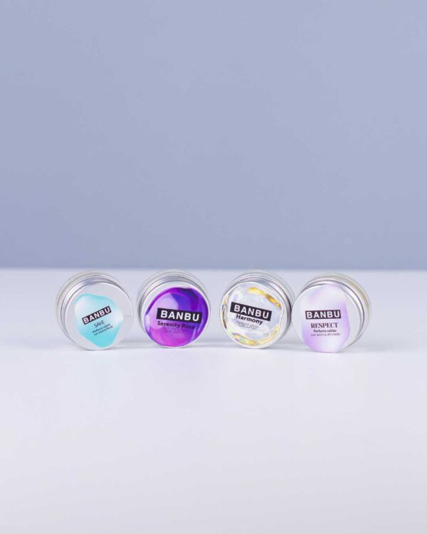 Marca: BANBU. Imagen: Pack_mini_tallas_glam_perfumes_naturales.jpg. Pack Mini Tallas ECO - Glam Essence Perfumes Sólidos