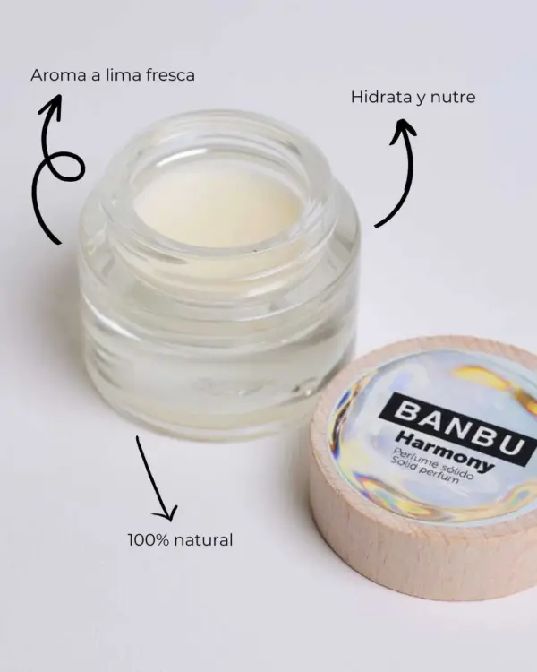Marca: BANBU. Imagen: Perfume_solido_harmony_beneficios.webp. Perfume Sólido ECO HARMONY. 15ml.