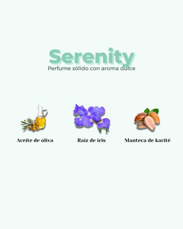 Marca: BANBU. Imagen: Perfume_solido_serenity_ingredientes.jpg. Perfume Sólido ECO SERENITY. 15ml.