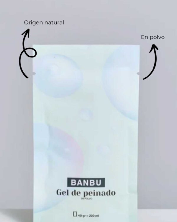 Marca: BANBU. Imagen: Producto_Beneficios1_55f1d998-cfad-4bea-8cef-dc687aa809fc.jpg. Gel de Peinado ECO. 40gr./200ml.