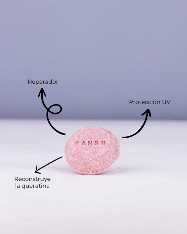 Marca: BANBU. Imagen: Producto_Beneficios1_b4cb3198-8afa-45d0-b290-8ceb201c8820.jpg. Champú Sólido ECO Reparador Cabello Dañado FLASH. 75gr.