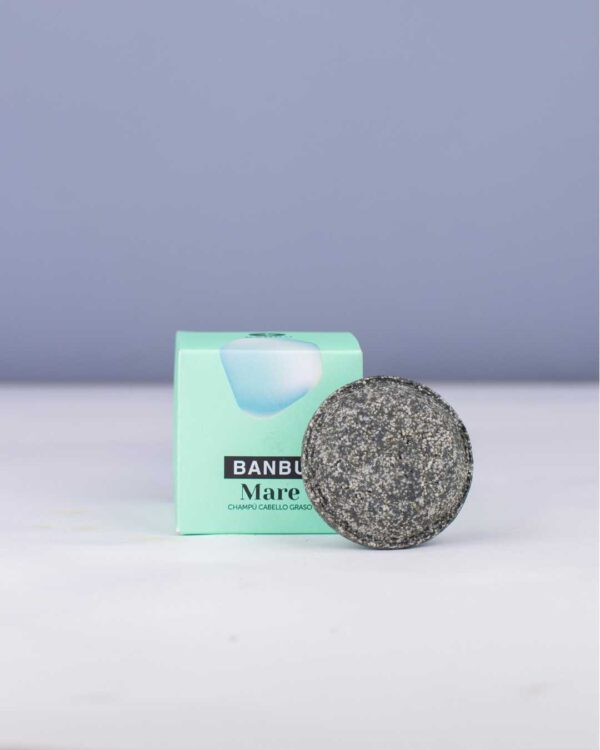 Marca: BANBU. Imagen: Producto_Packaging_5f1f88ca-2e34-4632-b9bd-8e5b31ec9c82.jpg. Champú Sólido ECO Cabello Graso MARE. 75gr.