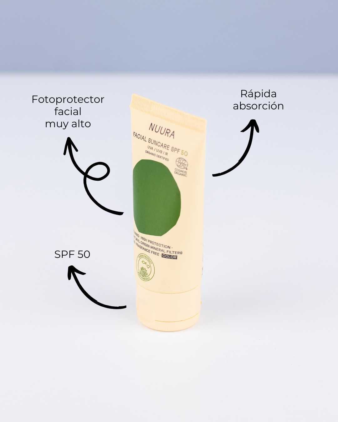 Marca: BANBU. Imagen: Protector_solar_facial_color_Nuura.jpg. Crema Solar Facial con Color. 50ml.