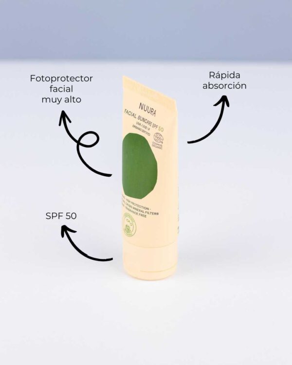 Marca: BANBU. Imagen: Protector_solar_facial_nuura_caracteristicas.jpg. Crema Solar Facial sin Color. 50ml.