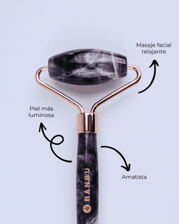 Marca: BANBU. Imagen: Roller_facial_amatista_beneficios.png. Roller Facial de Amatista