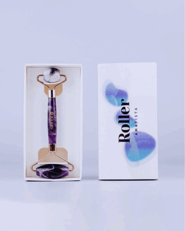 Marca: BANBU. Imagen: Roller_facial_de_amatista_packaging.png. Roller Facial de Amatista
