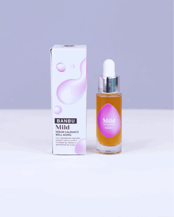 Marca: BANBU. Imagen: Serum_facial_Mild_packaging.png. Sérum Facial ECO Calmante MILD. 30ml.