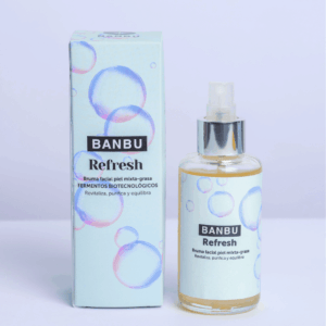 Marca: BANBU. Imagen: Tonico_facial_refresh_packaging.png. Tónico para Pieles Grasas REFRESH. 100ml.