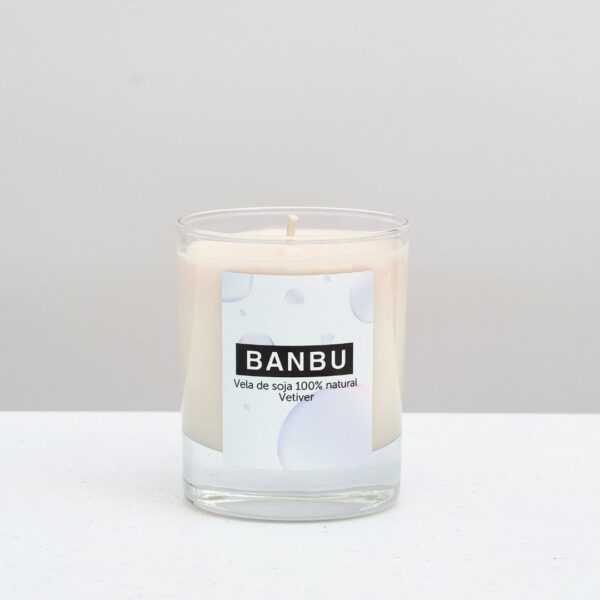 Marca: BANBU. Imagen: VELA_DE_SOJA_NATURAL_VERTIVER.jpg. Vela de Soja Natural Aroma Vetiver