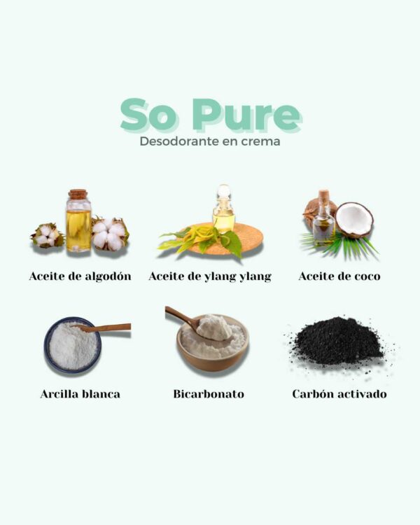 Marca: BANBU. Imagen: desodorante_en_crema_so_pure_ingredientes.jpg. Desodorante Crema ECO SO PURE. 50ml.