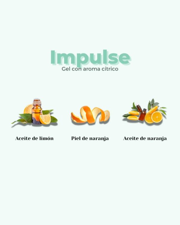 Marca: BANBU. Imagen: gel_polvo_impulse_ingredientes.jpg. Gel de Ducha en Polvo ECO Cítrico IMPULSE. 30gr./250ml.
