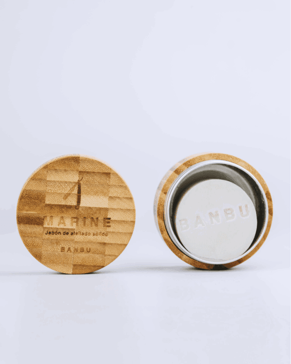 Marca: BANBU. Imagen: jabon_afeitado_solido_marine_packaging.png. Jabón de Afeitado ECO MARINE. 80gr.