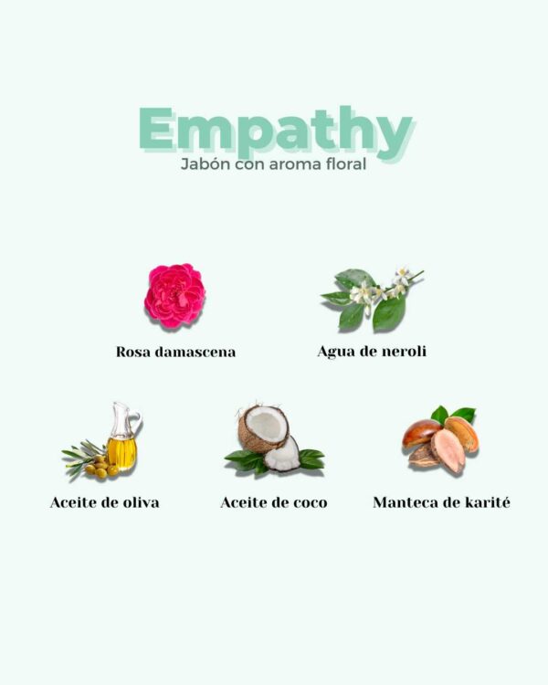 Marca: BANBU. Imagen: jabon_de_ducha_empathy_ingredientes.jpg. Jabón de Ducha Sólido ECO Floral EMPATHY. 100gr.