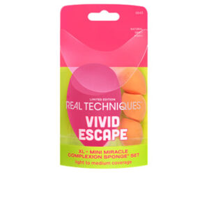 Marca: REAL TECHNIQUES. Imagen: 209488.jpg. REAL TECHNIQUES. VIVID ESCAPE XL + MINI MIRACLE COMPLEXION SPONGE ESTUCHE 4 pz